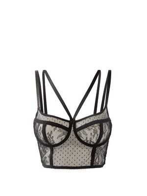 Dolce & Gabbana - Embroidered-lace Bustier Bra - Womens - Black