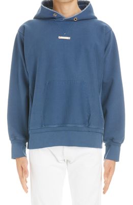 Maison Margiela Bleached Detail Cotton Hoodie in Washed Blue