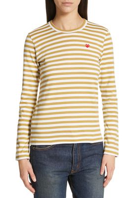 COMME DES GARCONS PLAY Stripe Long Sleeve T-Shirt in Olive