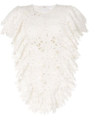 Bambah lace ruffled tunic dress - White