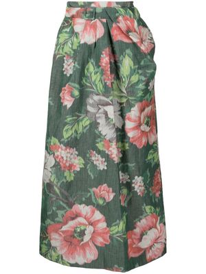 Erdem belted floral skirt - Green
