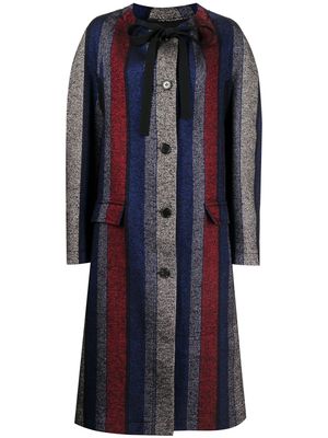 colville striped bow-detail coat - Blue
