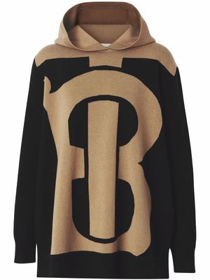 Burberry intarsia logo hooded jumper - Black
