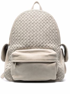 Eleventy woven panel leather backpack - Neutrals