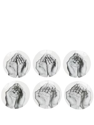 Bernardaud hand-print set of 6 plates - White
