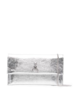 Patrizia Pepe metallic-effect leather clutch bag - Silver