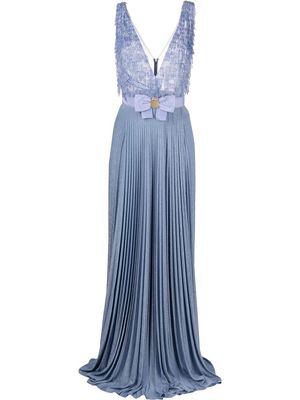 Elisabetta Franchi V-neck pleated maxi dress - Blue
