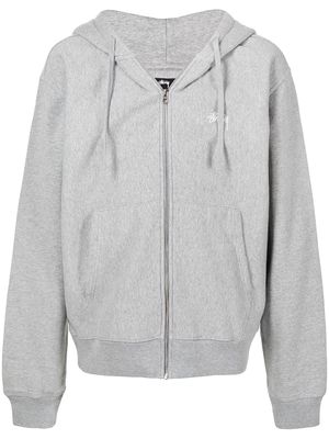 Stussy Stock Logo zip-up hoodie - Grey