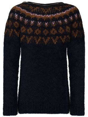 Raf Simons zip crew neck knitted jumper - Blue