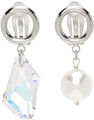 Justine Clenquet SSENSE Exclusive Silver & Multicolor Laura Clip-On Earrings