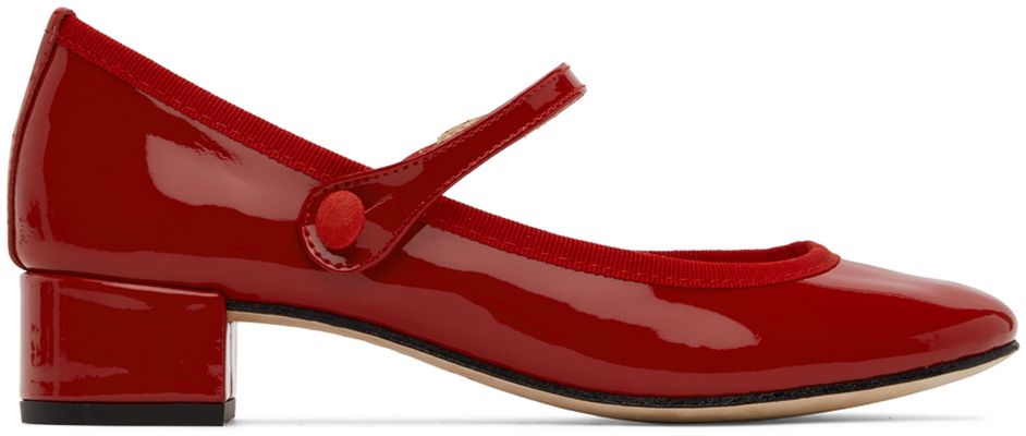 Repetto Red Patent Rose Mary-Jane Heels