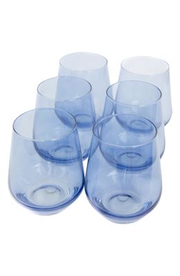 Estelle Colored Glass Set of 6 Stemless Wineglasses in Blue