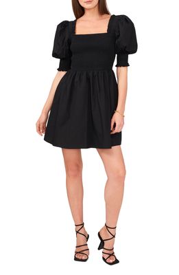 1.STATE Puff Sleeve Cotton Poplin Minidress in Rich Black