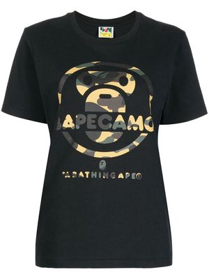A BATHING APE® Camo logo-print cotton T-shirt - Black