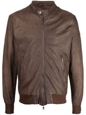 Giorgio Brato zip-up leather biker jacket - Brown