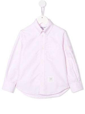 Thom Browne Kids logo-print buttoned up shirt - Pink