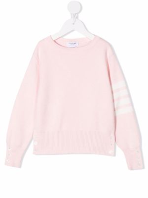 Thom Browne Kids stripe-print crew neck sweater - Pink