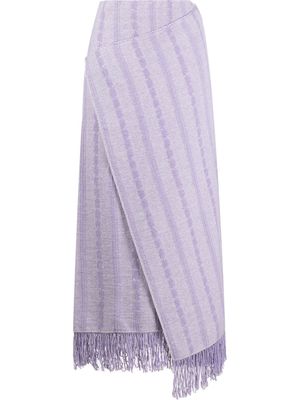 Jil Sander fringed wrap-effect midi skirt - Purple