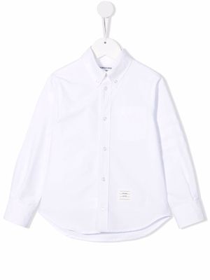 Thom Browne Kids logo-tag cotton shirt - White