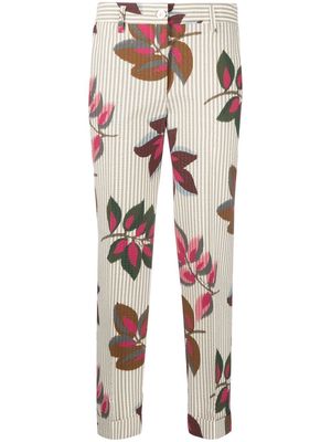 P.A.R.O.S.H. floral-print cotton-blend cropped trousers - Neutrals