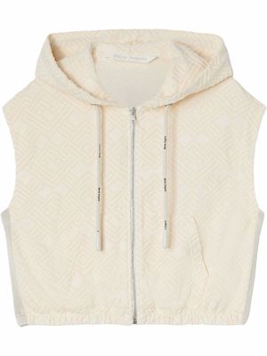Palm Angels monogram terry hooded vest - White