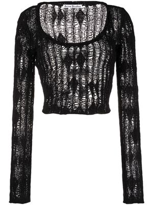 Acne Studios diamond-pattern open-knit top - Black