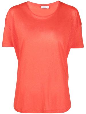 Closed crew-neck fitted T-shirt - Orange