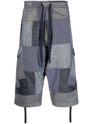 Maharishi patchwork cropped shorts - Blue