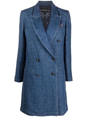 Emporio Armani double-breasted denim coat - Blue