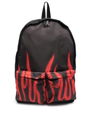 Vision Of Super flame-print backpack - Black
