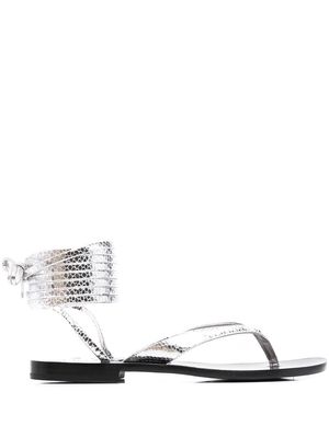 CAPRI POSITANO SANDALS Pisa metallic-finish open-toe sandals - Silver