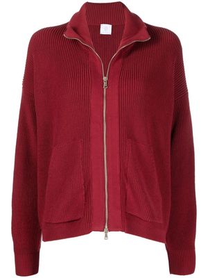 Eleventy ribbed knit zip-front cardigan - Red