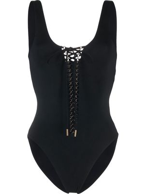 Saint Laurent Saharienne lace-up swimsuit - Black