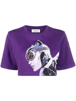 LANVIN graphic-print cropped T-shirt - Purple