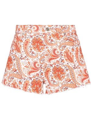 ETRO paisley-print denim shorts - Orange