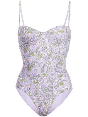 Tory Burch floral print swimsuit - Purple