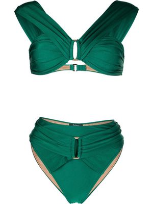 Noire Swimwear ruched-detail off-shoulder bikini - Green