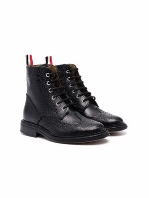 Thom Browne Kids brogue-detail lace-up boots - Black