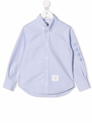 Thom Browne Kids stripe-print cotton shirt - Blue