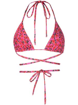 Magda Butrym floral-print halterneck bikini top - Pink