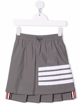 Thom Browne Kids stripe-print pleated skirt - Grey