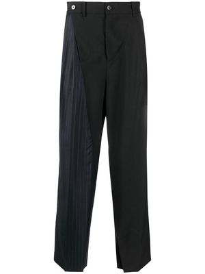 Feng Chen Wang pinstripe-panelled straight-leg trousers - Black