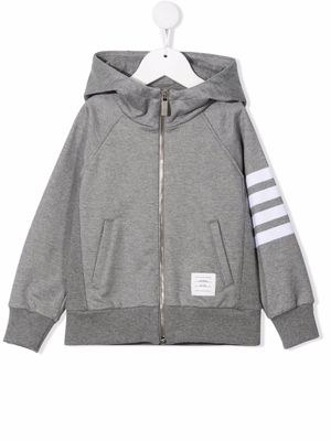 Thom Browne Kids stripe-print zipped hoodie - Grey