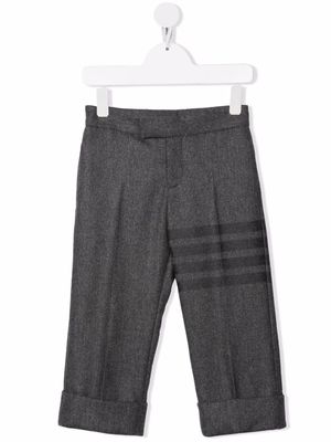 Thom Browne Kids stripe-print wool trousers - Grey