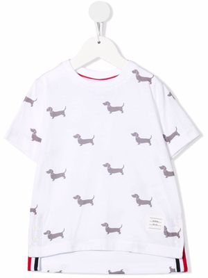 Thom Browne Kids dog-print cotton T-shirt - 100 WHITE