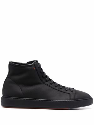 Santoni leather high-top sneakers - Black