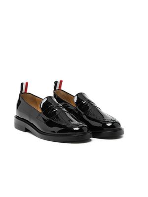 Thom Browne Kids high-shine leather loafers - Black