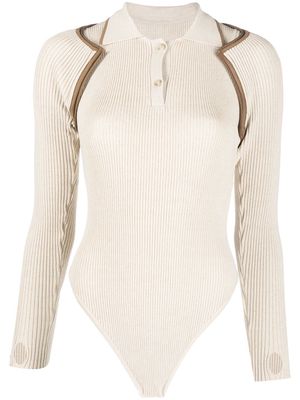Jacquemus ribbed-knit polo top - Neutrals