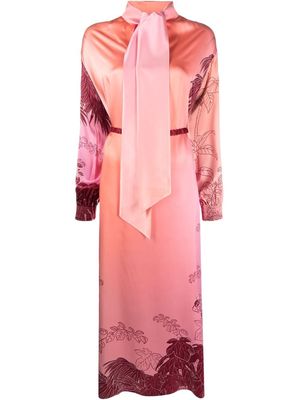 F.R.S For Restless Sleepers floral tie-neck silk dress - Pink
