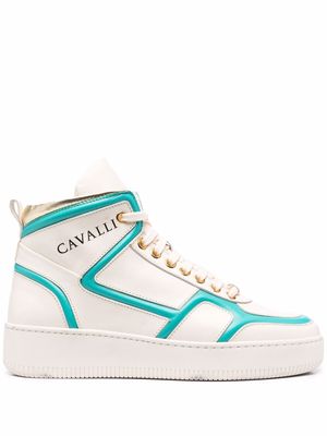Roberto Cavalli contrasting-trim high-top sneakers - White